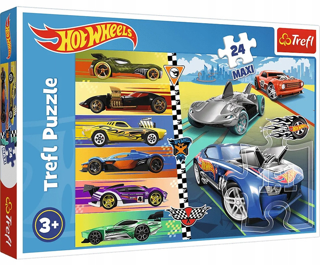 Puzzle 24 Układanka Maxi Szybkie Auta HOT WHEELS Pojazdy 3+ Trefl 14362