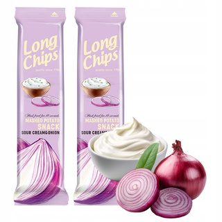 LONG CHIPS Chipsy Ziemniaczane o Smaku ŚMIETANA Z CEBULKĄ 75g x2