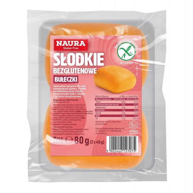 NAURA Bułeczki bezglutowe słodkie bez glutenu 80g