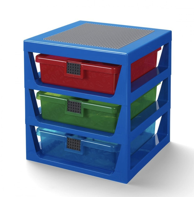 LEGO Regał Sorter na Klocki z 3 Szufladami i Płytką Szary