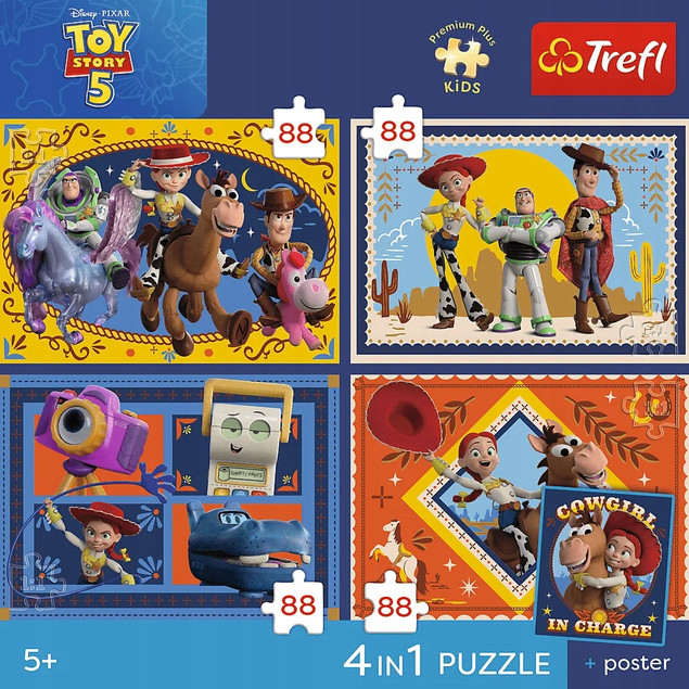 Trefl Puzzle PPK, Toy Story 4w1 Czas Zabawek 4x88 el. + Plakat Kolekcjonerski