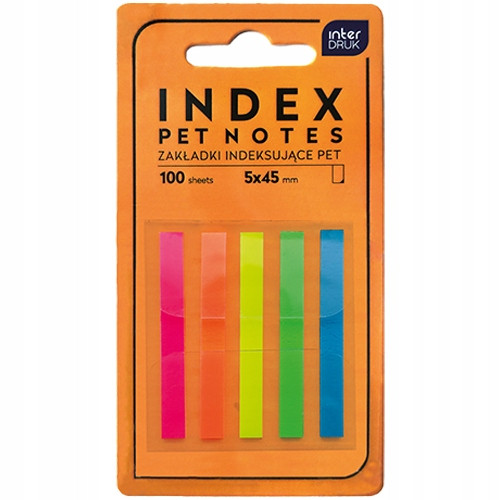 Zakładki indeksujące paski 5x45mm Pet neon
