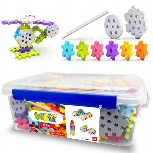 Klocki Wafle Meli Maxi Constructor Edu Zestaw 400 Elementów