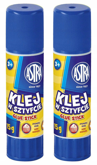 Klej w sztyfcie zmywalny Astra 15g zestaw 2 sztuki