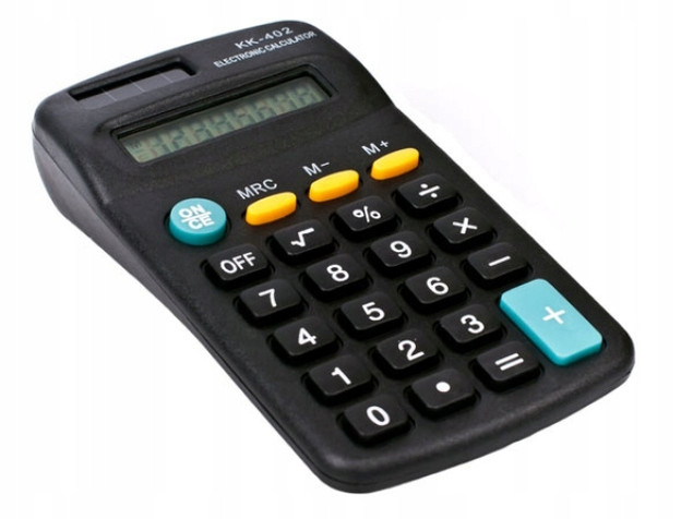 KALKULATOR KK-402 BIUROWY KIESZONKOWY SZKOLNY PROSTY CZARNY PODRĘCZNY MAŁY