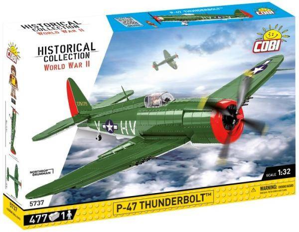 COBI 5736 Historical Collection WWII Samolot myśliwski i myśliwsko-szturmowy P-47 Thunderbolt 477 klocków