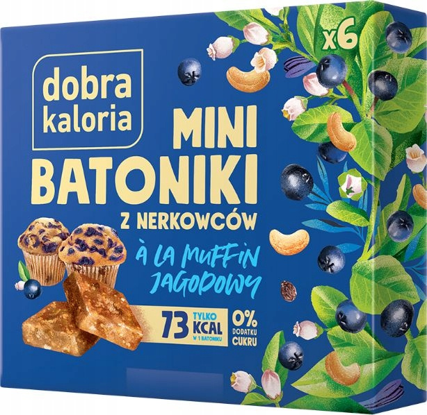 DOBRA KALORIA Mini Batoniki z Nerkowców Muffiny Jagodowe Bez cukru 73kcal