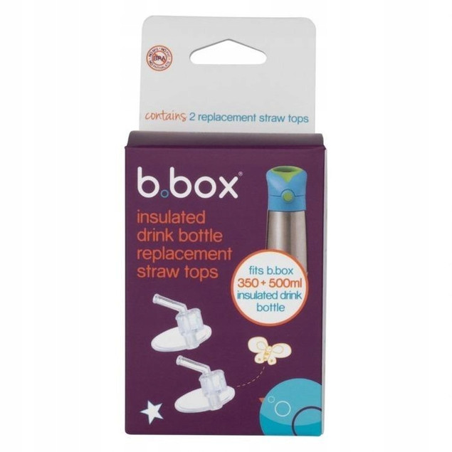 B.BOX Ustniki Zapasowe Silikonowe ze Słomką do Bidonów Termicznych 350ml/500ml (2 szt.)