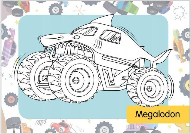 Kolorowanka z Tatuażami MONSTER TRUCKI 3+ Skrzat