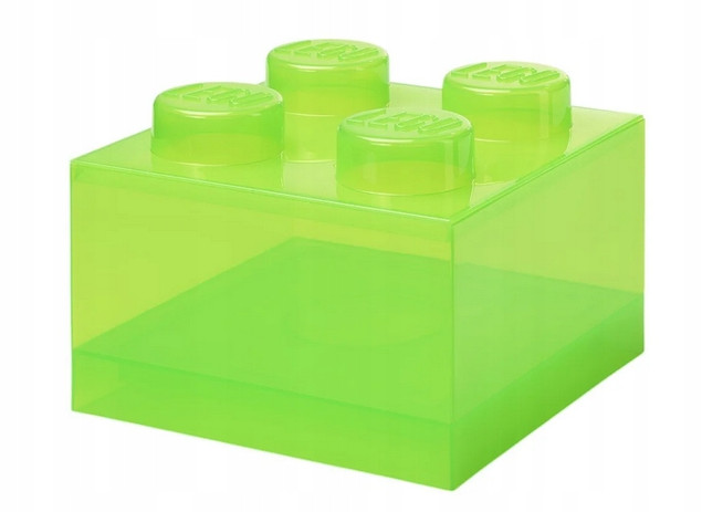LEGO Pojemnik Klocek 4 na Klocki, Przezroczysty Jasnozielony, 25 cm (40090806)
