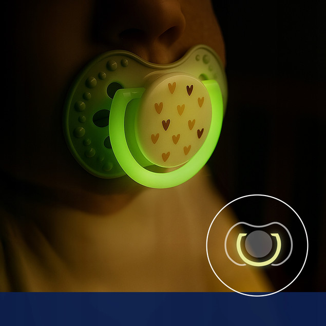 Smoczek Silikonowy Dynamiczny LOVI 18m + 2 szt. MIŚ Teddy Świecący