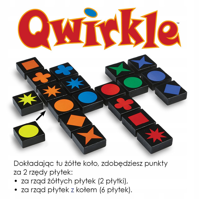 Qwirkle – gra planszowa dopasuj kolory i kształty, 2-4 graczy, 6+, 108 płytek