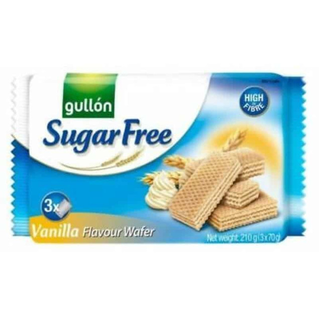 Wafle z nadzieniem waniliowym bez cukru GULLON 180g