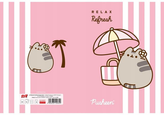 Notatnik A4 Pusheen 32 kartki, linia dwukolorowa