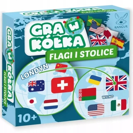 Gra Planszowa KANGUR Gra w Kółka Flagi i Stolice - Edukacja i Zabawa