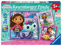 PUZZLE DLA DZIECI 3X49 KOCI DOMEK GABI