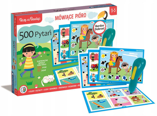 Mówiące Pióro 500 Pytań Przedszkolaka Gra Edukacyjna Quiz 3+ Clementoni