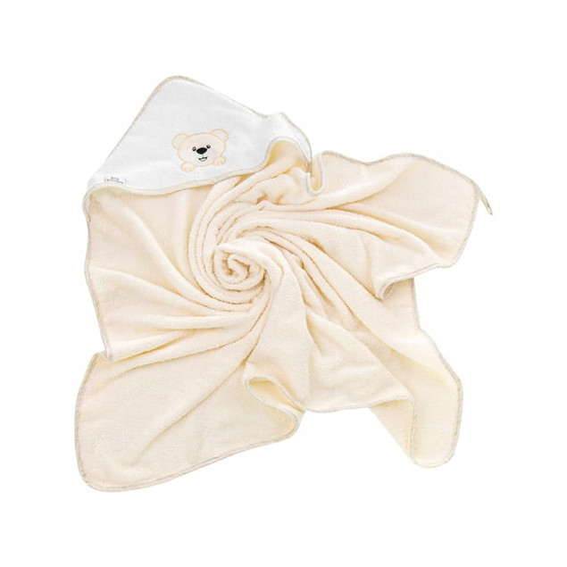 Okrycie Kąpielowe Z Kapturkiem Ręcznik 100x100 Bawełna BRĄZOWY Bocioland