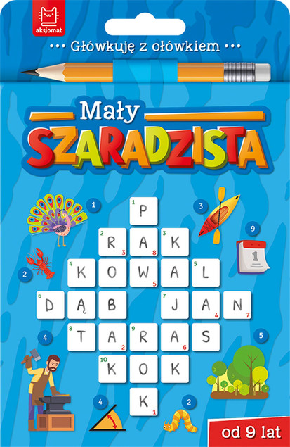Mały Szaradzista Niebieska | Książeczka Łamigłówki Krzyżówki dla Dzieci 7-12 lat z Ołówkiem