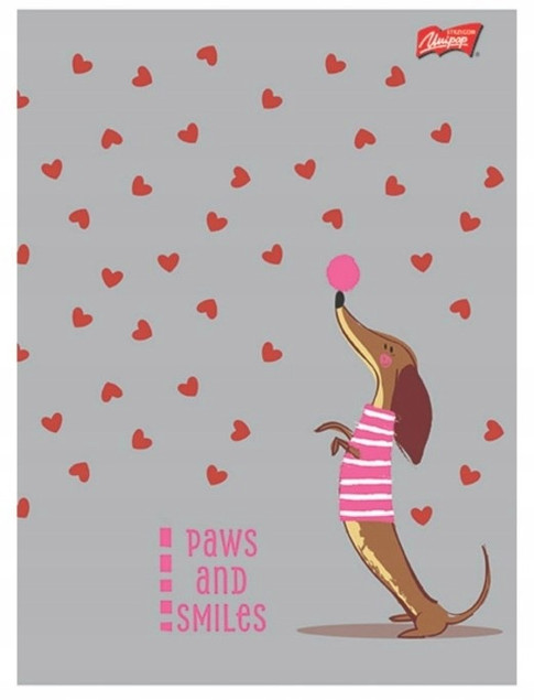 Zestaw 4 zeszytów A4 w kratkę 32 kartki UNIPAP LOVELY DACHSHUND