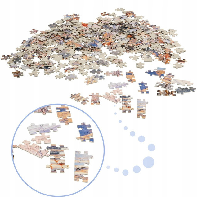 Puzzle 500 Zima KONIE Góry Rzeka Las - Castorland