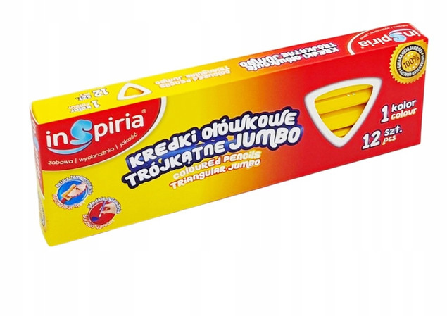 Kredki trójkątne ołówkowe żółte Jumbo Inspiria