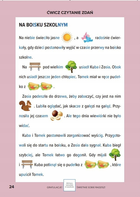 Ćwiczenia nauki czytania metodą sylabową z naklejkami