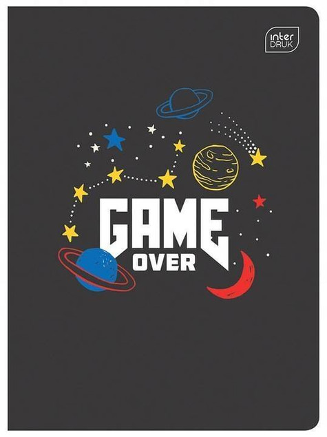Zestaw 4 zeszytów A5 w trzy linie 16 kartek INTERDRUK GAME OVER