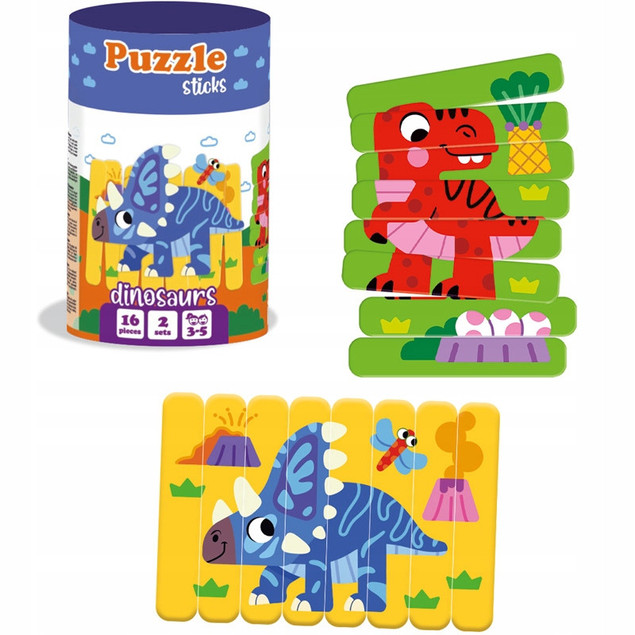 Puzzle Patyczki Roter Kafer Dinozaury 16 el. Edukacyjna Układanka dla Dzieci