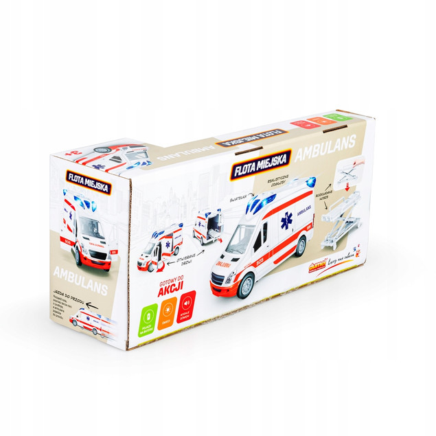 Ambulans Dumel z dźwiękiem i światłem, plastikowy, 17 cm