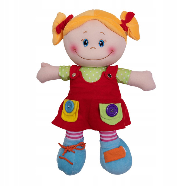 Lalka Szmacianka Askato 46 cm Edukacyjna Przytulanka Nauka Zapinania