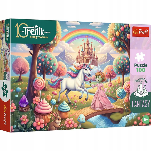 Trefl Puzzle 100 Jednorożec w Słodyczolandii Fantasy Rozwojowe