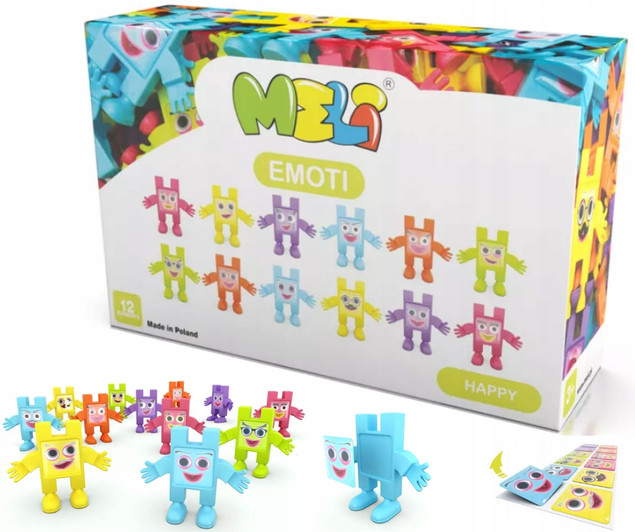 Klocki Meli Emoti Happy Zestaw 12 Figurek Edukacyjnych