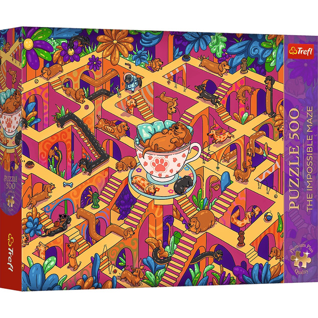 Puzzle Trefl 500 el. Premium Wesołe Jamniki The Impossible Maze 37630