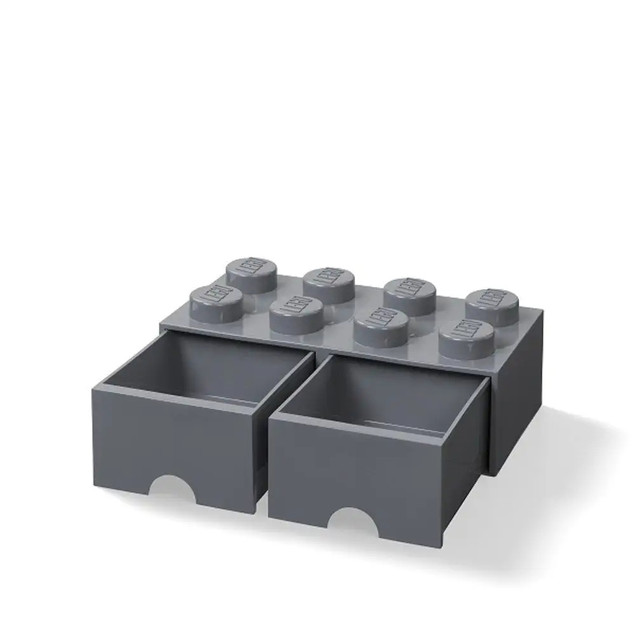 LEGO Pojemnik Klocek 8 z 2 Szufladami Szary Organizer