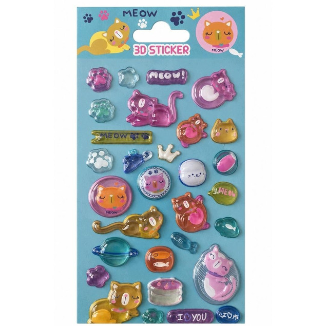 STnux Naklejki 3D Puffy Cats Kawaii - Wypukłe Kotki