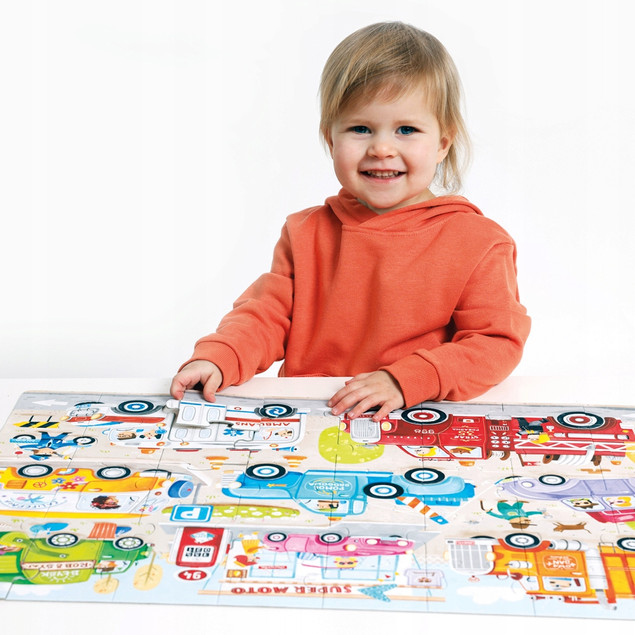 PUZZLE 40 UKŁADANKA DLA DZIECI AUTA SAMOCHODY POJAZDY STRAŻ 3+ CZUCZU