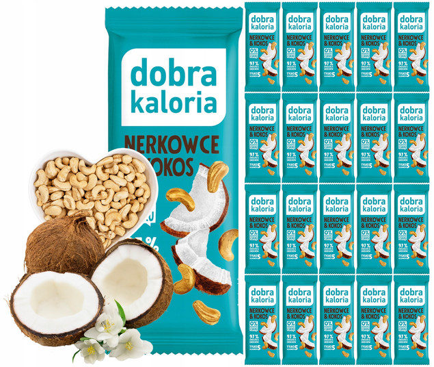 20x DOBRA KALORIA Zdrowy Baton Orzechy Nerkowca i Kokos Bez Dodatku Cukru