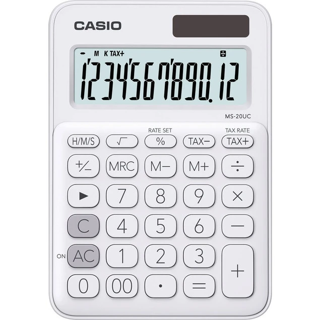 Kalkulator biurowy CASIO MS-20UC-WE-B - widok z boku