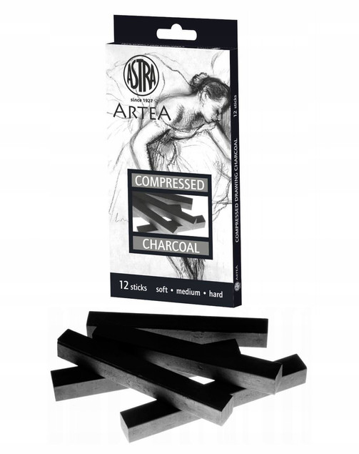 Węgiel Prasowany Do Rysowania Prac Plastycznych 12 Soft Medium Hard Astra