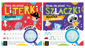 2w1 Uczę Się Pisać LITERKI SZLACZKI Książka z Rowkami Wzory 3D 4+ Aksjomat