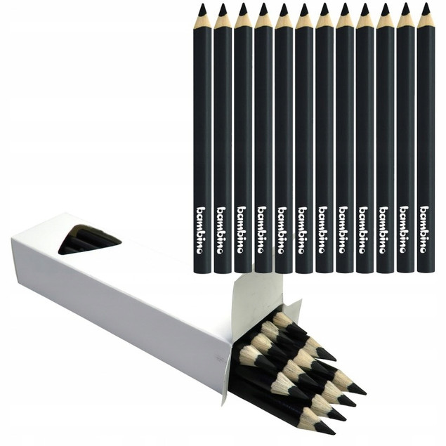 Kredki Trójkątne Grube CZARNE op. 12 Sztuk Bambino