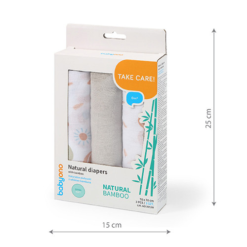 Pieluszki bambusowe 70×70 cm – 3 szt. Babyono