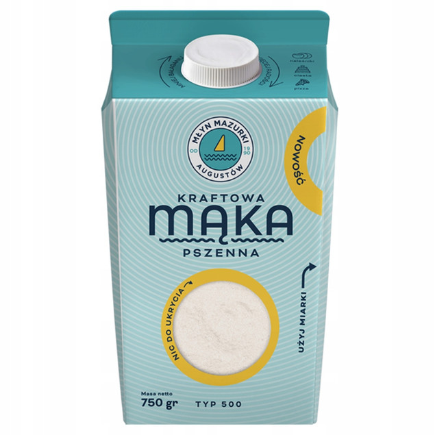 Mąka pszenna uniwersalna typ 500 w kartoniku Młyn Mazurki 750g