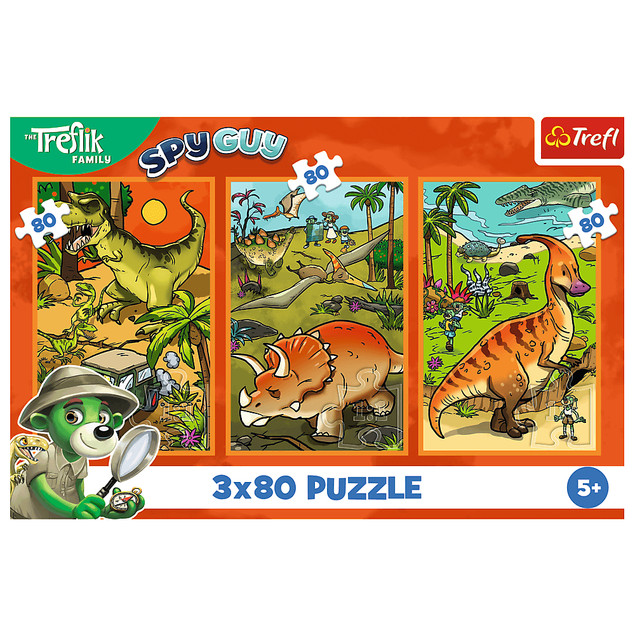 PUZZLE 3X80 TREFLIKI W ŚWIECIE DINOZAURÓW TREFL