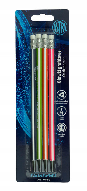 Astra Blackwood HB Pencils with Eraser 4 Pack