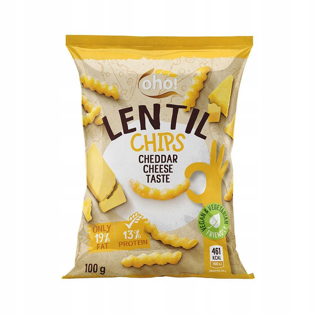 Chipsy z czerwonej soczewicy Cheddar 100g Oho!