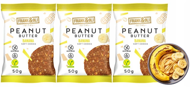 FRANK&OLI Ciastko Miękkie PASTA ORZECHOWA BANAN 50g x3