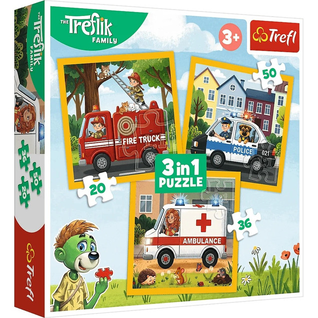 Puzzle Trefl 106 elementów Puzzle 3w1 Rodzina Treflików Radosne uśmiechy