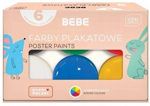 Farby Plakatowe 6 Kolorów BEBE Interdruk - intensywne barwy